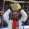 Roman Červenka slaví vítězství ve finále MS 2024 Česko - Švýcarsko