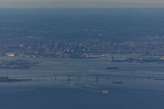 Most v Baltimore na snímku z 24. března 2024, tedy jen dva dny před neštěstím.