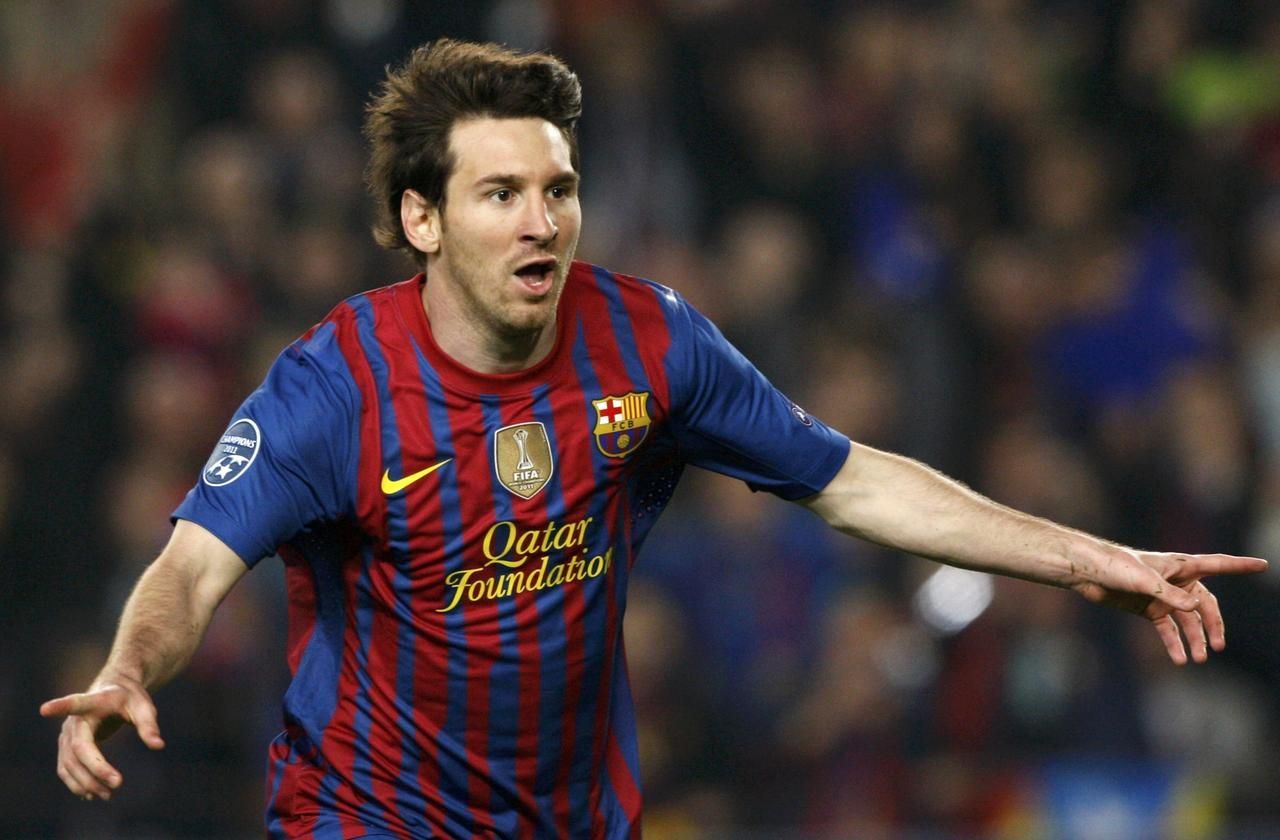 Barcelona - AC Milán: Messi (oslava, radost)