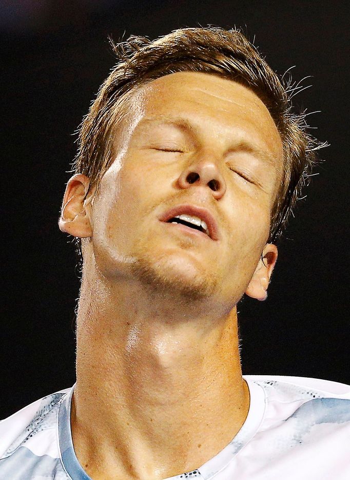 Australian Open 2015: Tomáš Berdych při semifinále s Andy Murraym