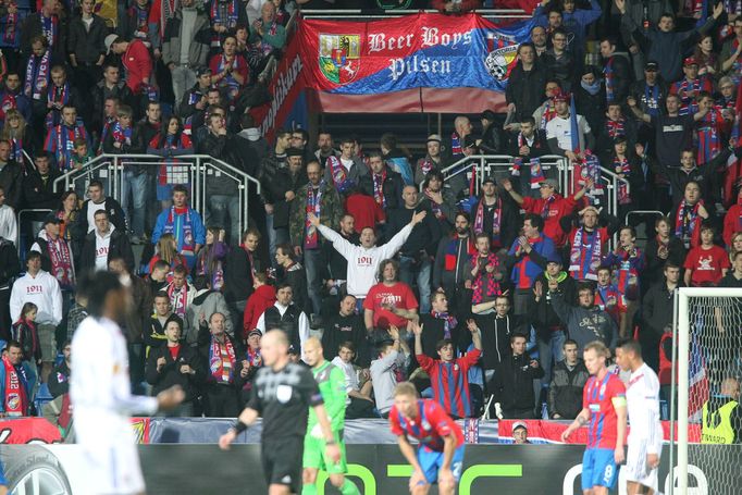 EL, Plzeň - Lyon: fanoušci Plzně