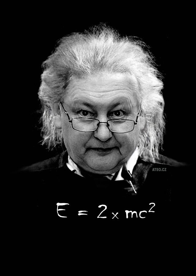 Vtipy na sčítání platných podpisů pod peticemi prezidentských kandidátů. Václav Henych z ministerstva vnitra coby Einstein.