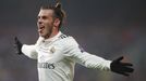 Gareth Bale  slaví v zápase LM Plzeň - Real Madrid