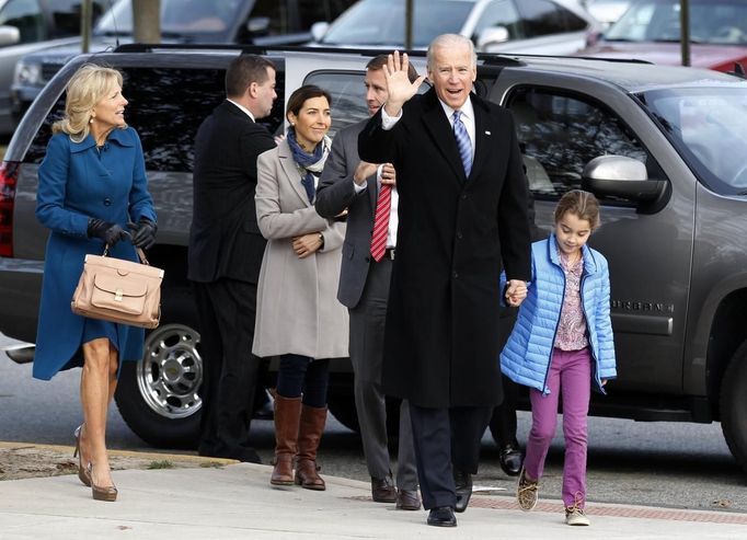 Voleb se zúčastnil také americký víceprezident Joe Biden se svou rodinou. Greenville, Delaware