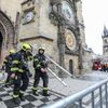 Hasičské cvičení Staroměstská radnice, orloj, Petřín, hasiči, požární cvičení, hasičský záchranný sbor, požár, evakuace