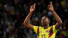 Yerry Mina slaví gól v zápase Kolumbie - Anglie na MS 2018