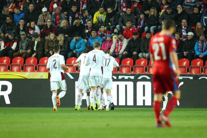 Česko-Lotyško: radost Lotyšska z gólu na 0:1