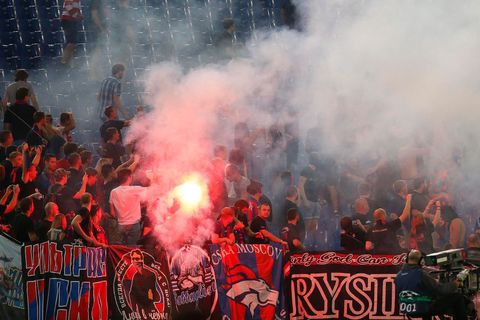 Fanoušci v zápase AS Řím - CSKA Moskva
