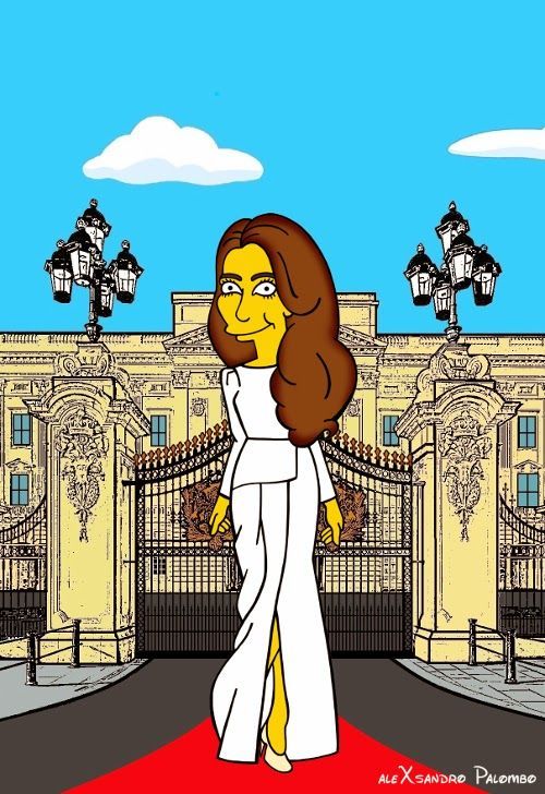 Vévodkyně Catherine jako postava ze seriálu Simpsonovi