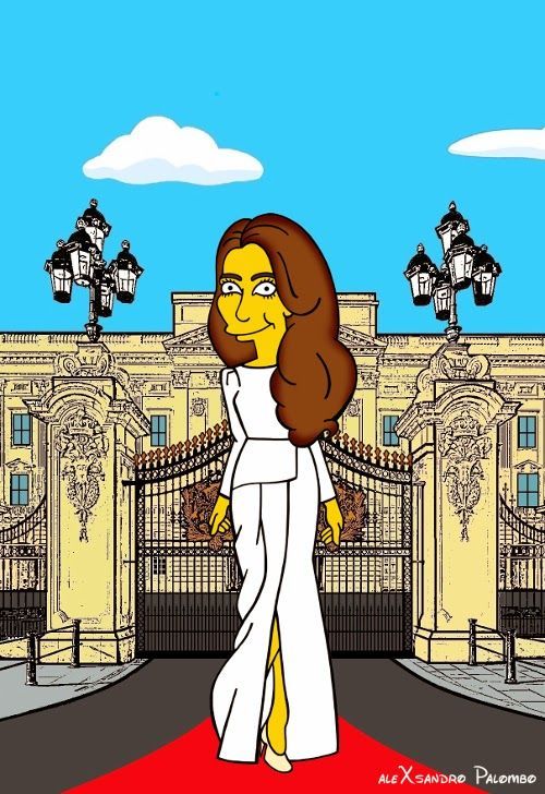 Vévodkyně Catherine jako postava ze seriálu Simpsonovi