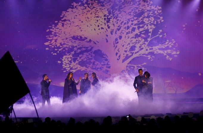 The band Genealogy representing Armenia perform the song &quot;Face The Shadow&quot; during the first semifinal of the upcoming 60th annual Eurovision Song Contest In Vie