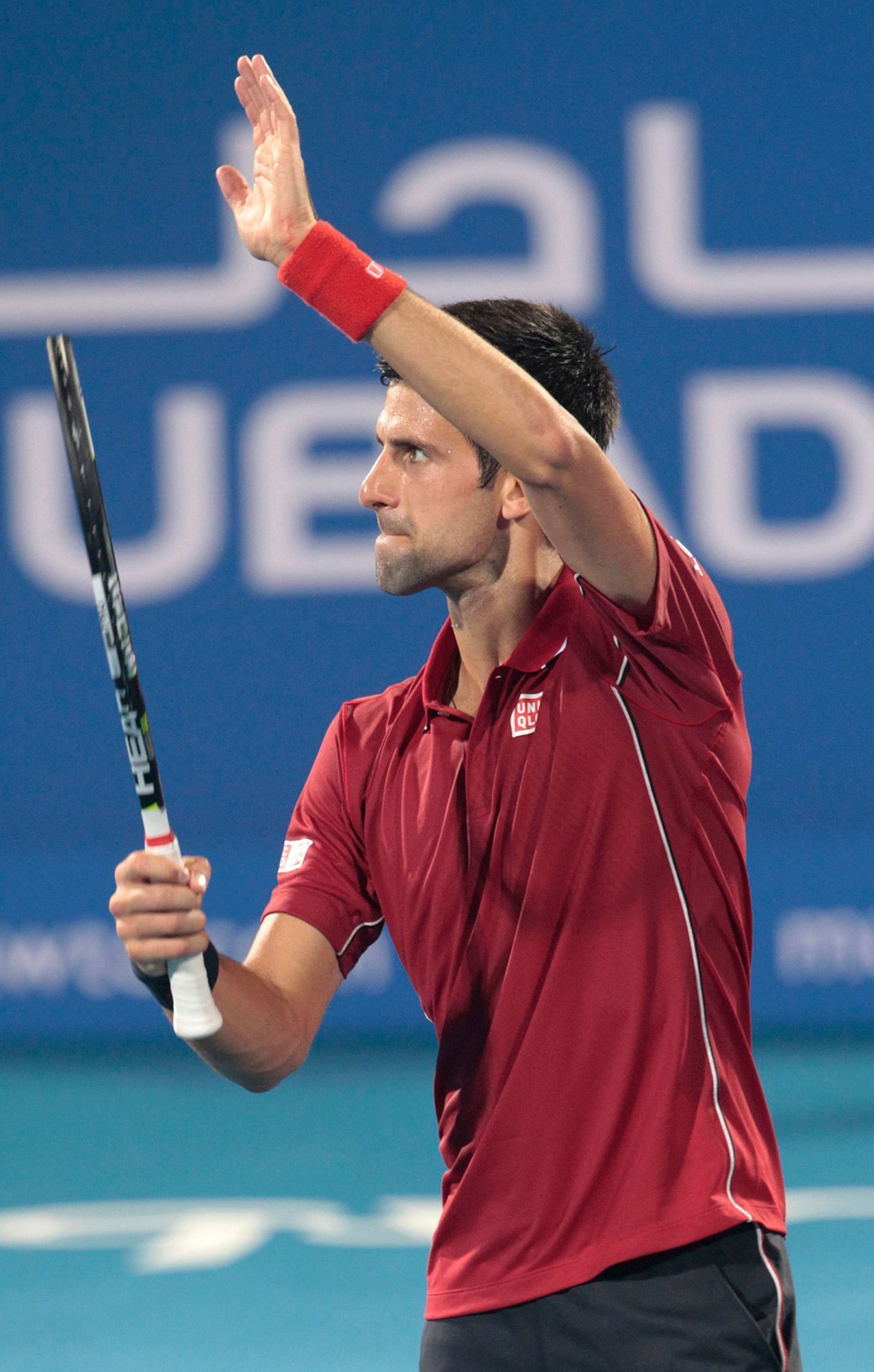 Novak Djokovič na turnaji v Abú Zabí