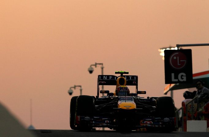 Red Bull Formula One driver Mark Webber of Australia drives during the second practice session of the Abu Dhabi F1 Grand Prix at the Yas Marina circuit on Yas Island, Nov