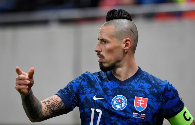 Marek Hamšík v dresu Slovenska v roce 2021 ještě jako aktivní hráč