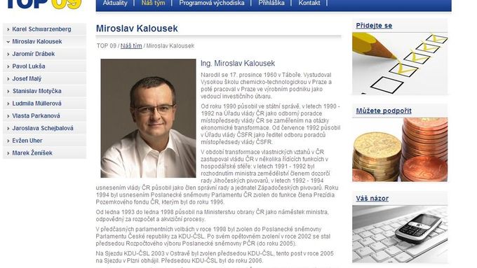 Doposud lidovecký poslanec a zakladatel TOP 09 Miroslav Kalousek.