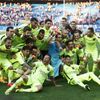 Hráči Barcelony slaví španělský titul