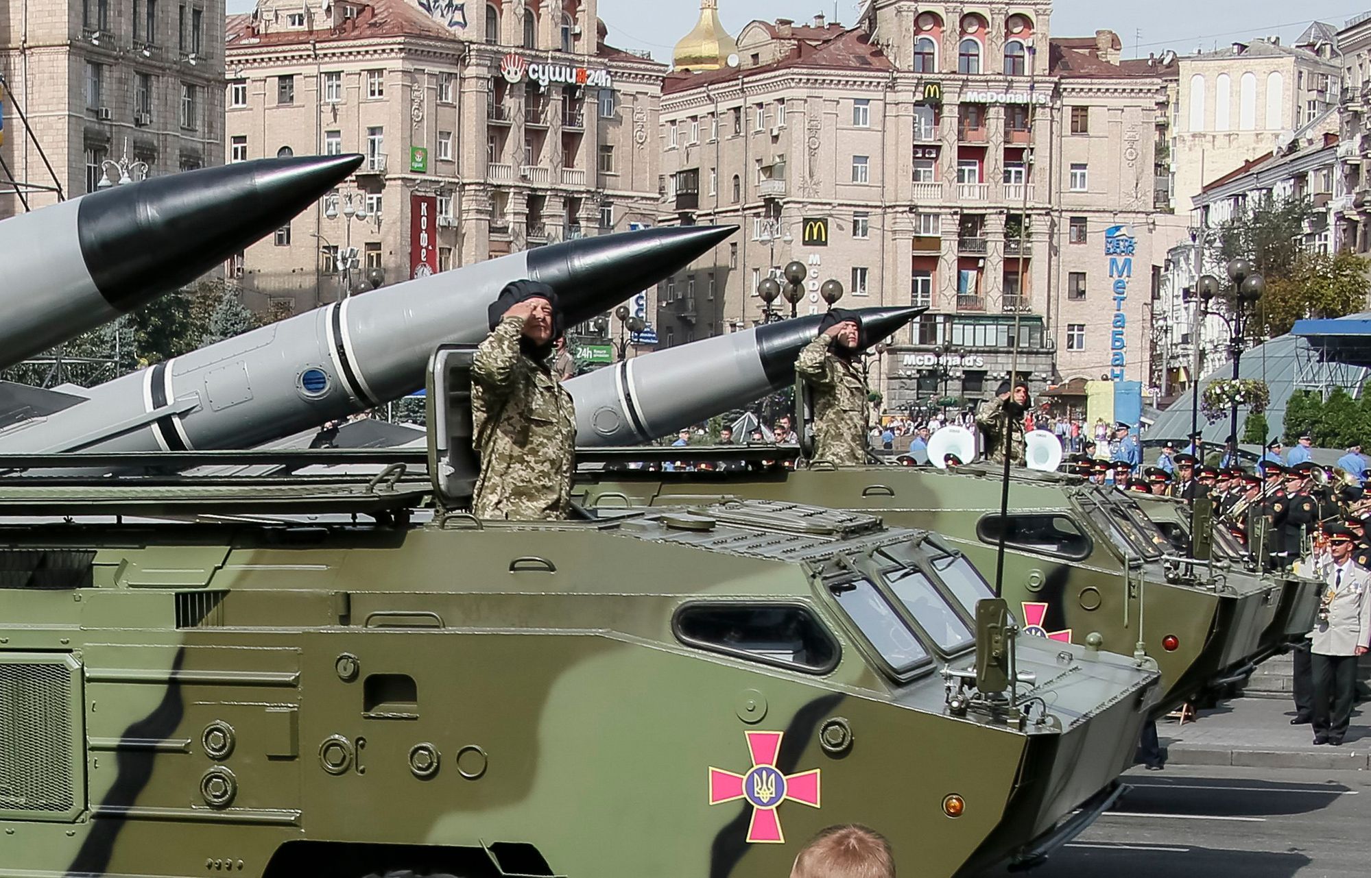 Vojenská přehlídka v Kyjevě.