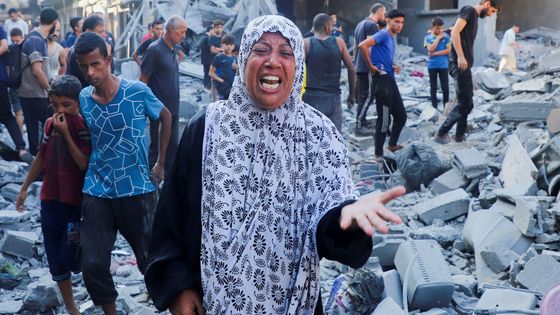 Aftermath of an overnight Israeli strike on a house, in Gaza City