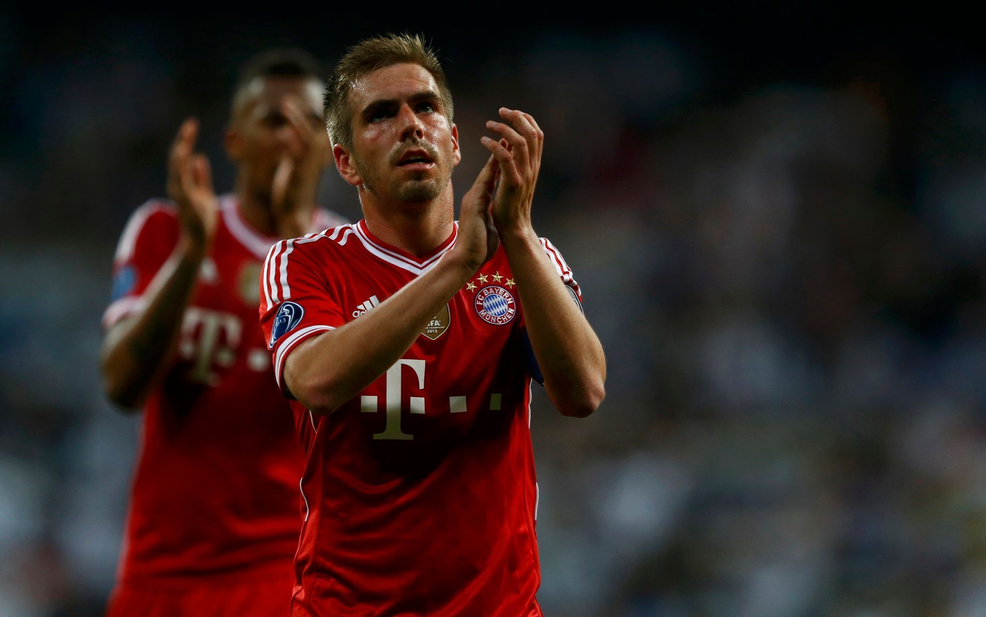LM, Real-Bayern: Philipp Lahm (vpředu) a Jerome Boateng