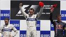 Robert Kubica slaví triumf v GP Kanady 2008.