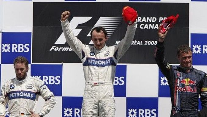 Robert Kubica slaví triumf v GP Kanady 2008.