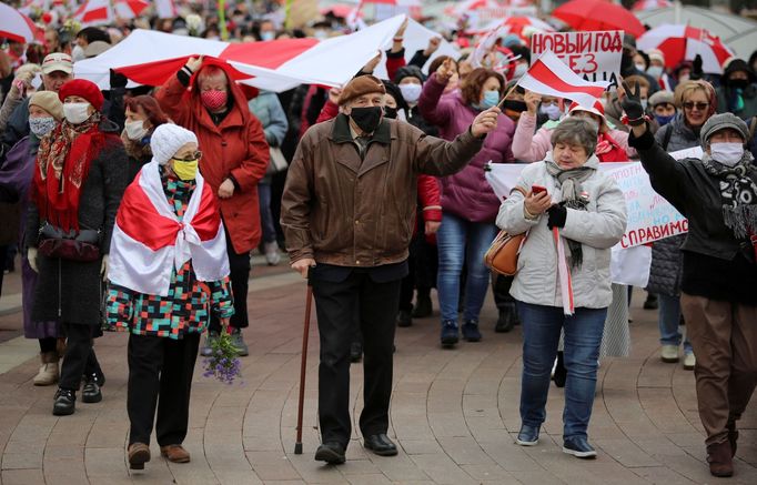 Protirežimní protesty v Bělorusku pokračují i v listopadu 2020.