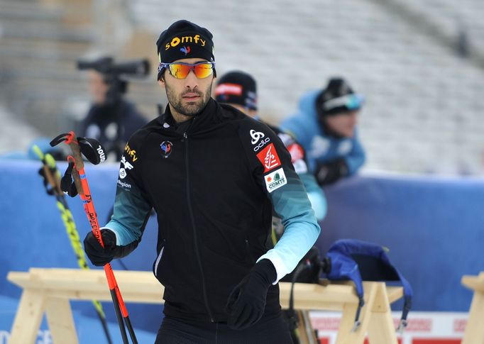 Trénink biatlonistů před stíhacím závodem v Novém Městě na Moravě 2018: Martin Fourcade