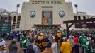 Oct 30, 2019; Houston, TX, USA; Fans arrive before the 2020 Winter Classic at the Cotton Bowl Stadium between the Dallas Stars and the Nashville Predators. Mandatory Cred