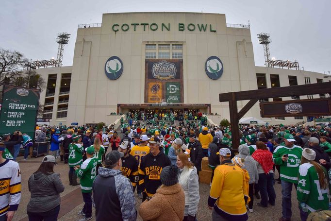 Oct 30, 2019; Houston, TX, USA; Fans arrive before the 2020 Winter Classic at the Cotton Bowl Stadium between the Dallas Stars and the Nashville Predators. Mandatory Cred