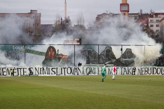 Fanoušci Bohemians  v zápase 21. kola FL Bohemians  - Slavia Praha