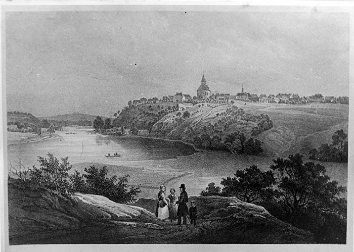 Pohled na Týnec nad Labem z osmnáctého století