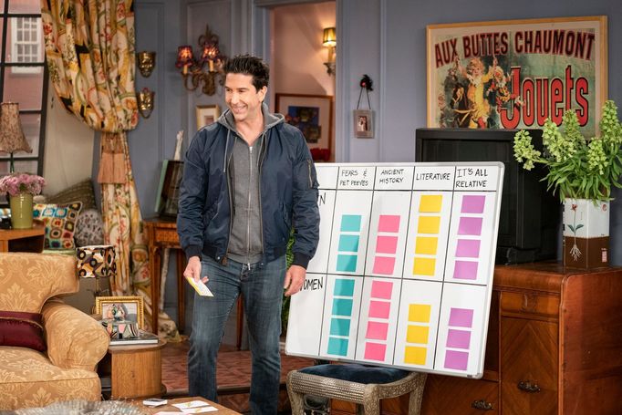 David Schwimmer moderuje kvíz.