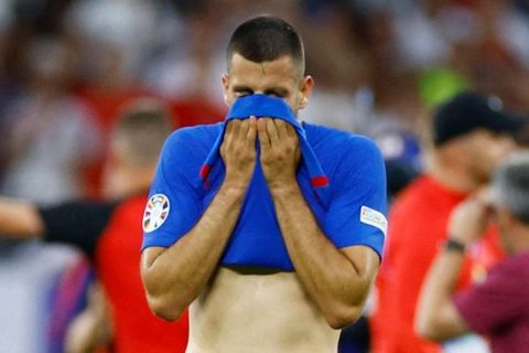 Zklamaný  Dávid Hancko v osmifinále Eura 2024 Anglie - Slovensko