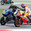 Yamaha MotoGP rider Rossi of Italy is congratulated by Honda