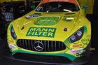 Mercedes-AMG GT3 stáje Mann-Filter Team HTP je díky své "kamufláži" přezdívám Žlutá mamba.