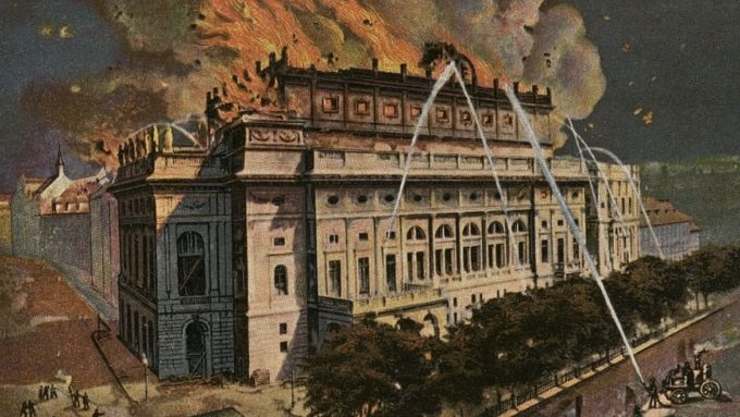 Požár Národního divadla 12. srpna 1881.