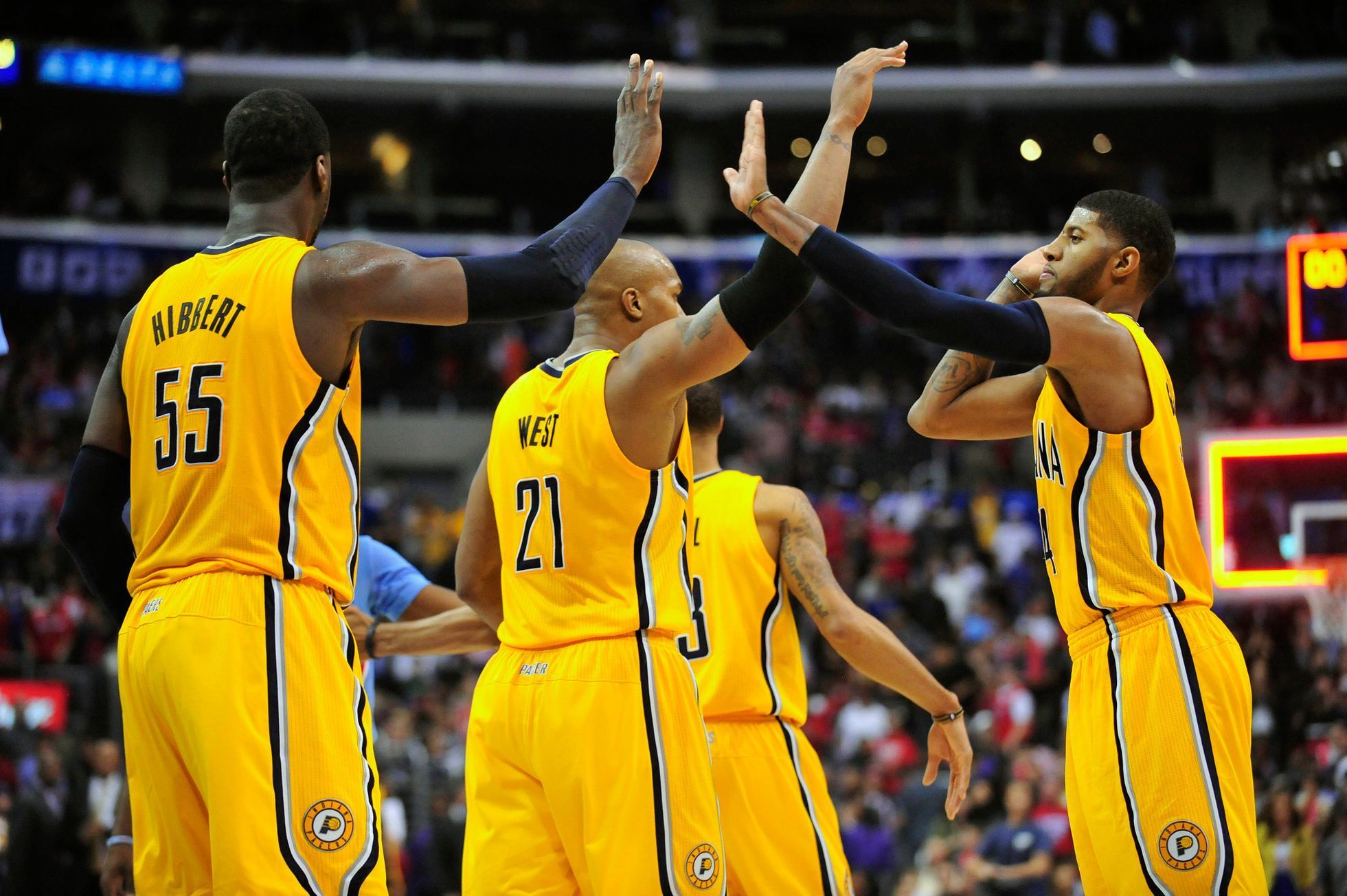 NBA: Indiana Pacers at Los Angeles Clippers (Hibbert, West, George)