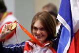 Kateřina Emmons s medailí a českou vlajkou