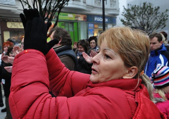 Na Jiráskově náměstí zvaném Kuří rynek v centru Ostravy se po třetí hodině odpoledne sešlo asi 300 protestujících. Organizátoři malého shromáždění měli k dispozici pouze málovýkkonný megafon, takže už dvacet metrů od řečníka nebylo srozumitelné, co lidem říká. Část přítomných se na Kuří rynek přesunula ze sousedního Masarykova náměstí, kde popíjeli medovinu na vánočních trzích.