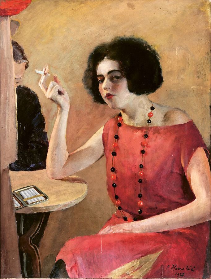 Oldřich Homoláč: Dívka v červeném, 1927, soukromá sbírka.