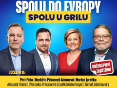 Plakát Koalice SPOLU, kterým zvala na své první zastavení v rámci výjezdního tour v rámci kampaně pro volby do Evropského parlamentu.