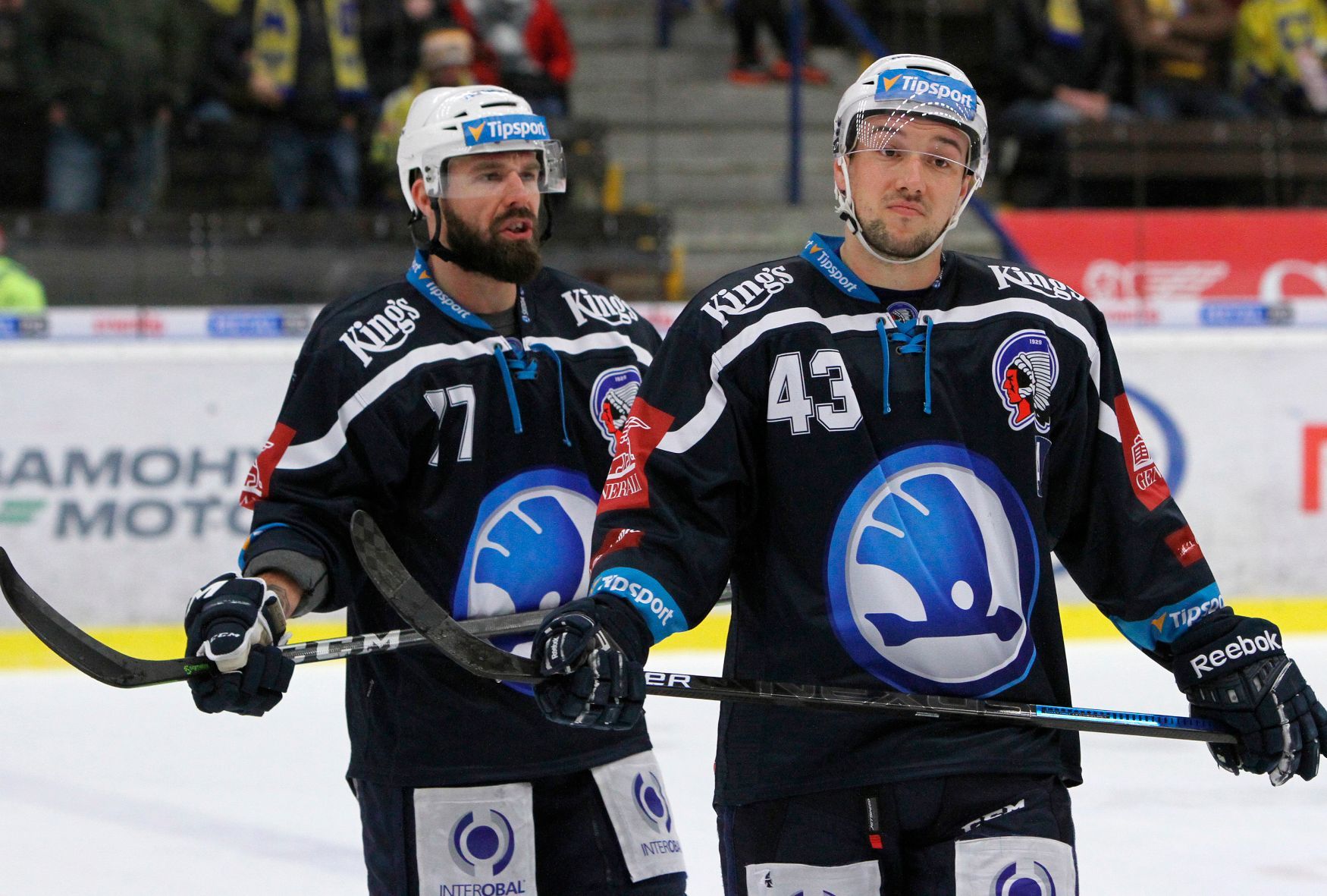 Hokejová extraliga 2018/19: Milan Gulaš (vlevo) a Jan Kovář z Plzně
