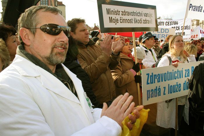 Demonstrace zdravotníků v Praze