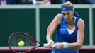 Fed Cup, finále 2014: Petra Kvitová v zápase s Andreou Petkovicovou