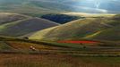 Rozkvetlá letní pole v okolí italské vesnice Castelluccio di Norcia