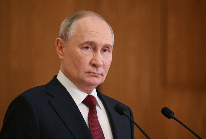 Ruský prezident Vladimir Putin na konferenci v Astaně.