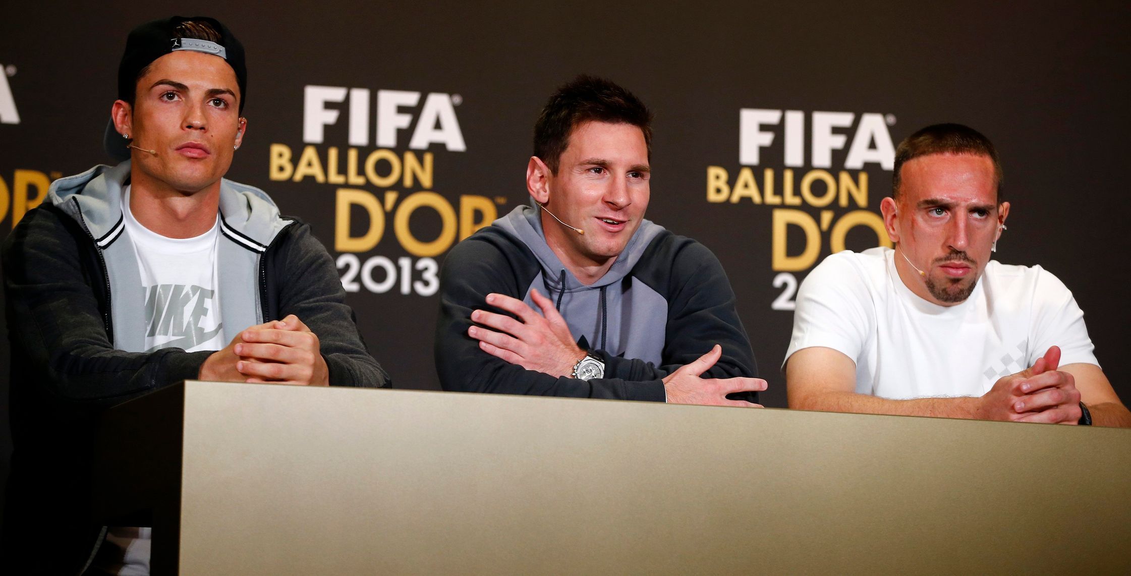 Ronaldo, Messi a Ribéry před vyhlášením ankety Zlatý míč