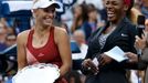 Serena Williamsová a Caroline Wozniacká ve finále US Open