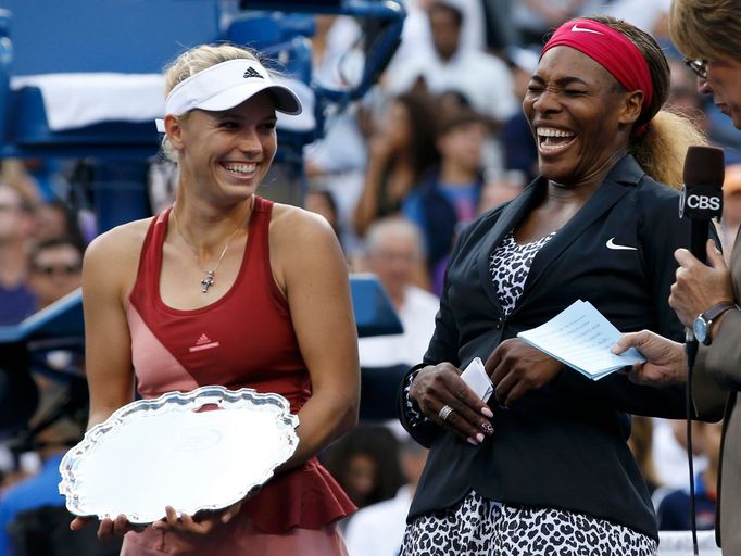 Serena Williamsová a Caroline Wozniacká ve finále US Open