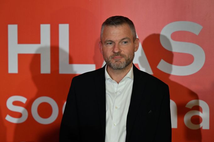 Předčasné parlamentní volby na Slovensku, 30. září 2023, Bratislava, Slovensko. Předseda Hlasu-sociální demokracie (Hlas-SD) Peter Pellegrini.